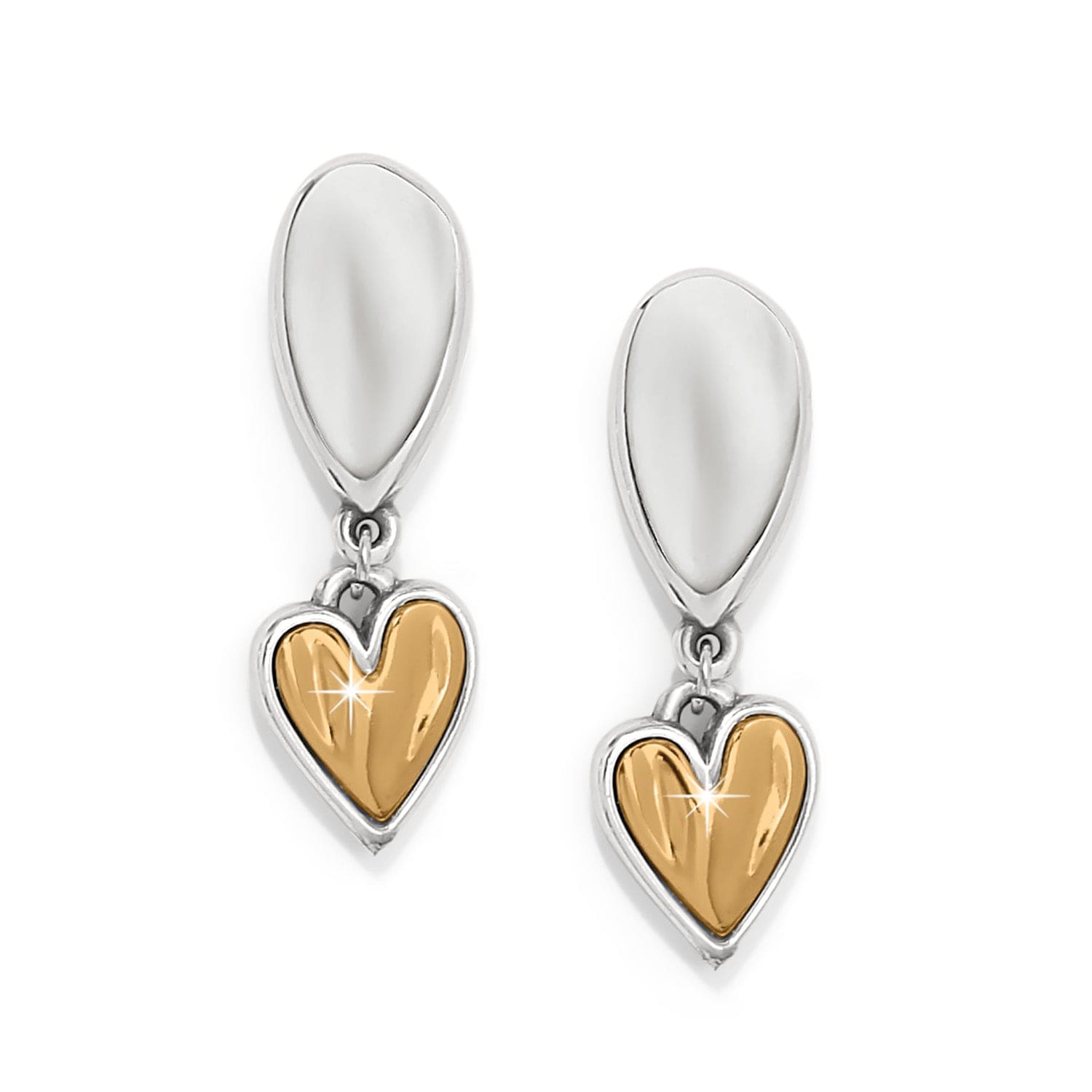 Artistic Two-Tone Drop Earrings - Cascade Heart Unity Post