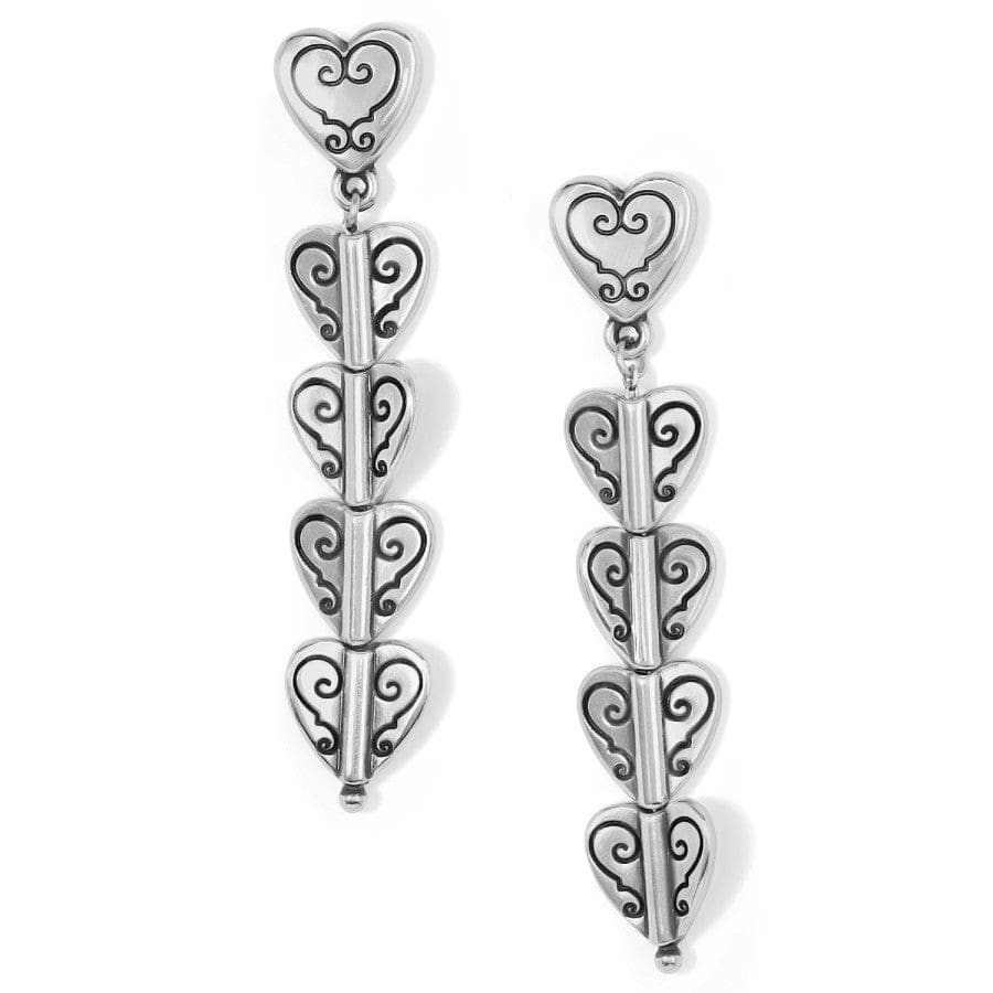 Heart Drop Earrings with Cascading Beveled Hearts - Contemporary Design