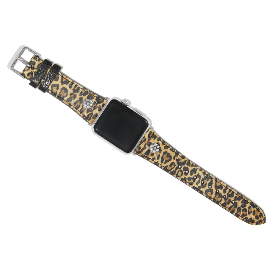 Brighton Leopard Print Leather Watch Band with Silver Accents