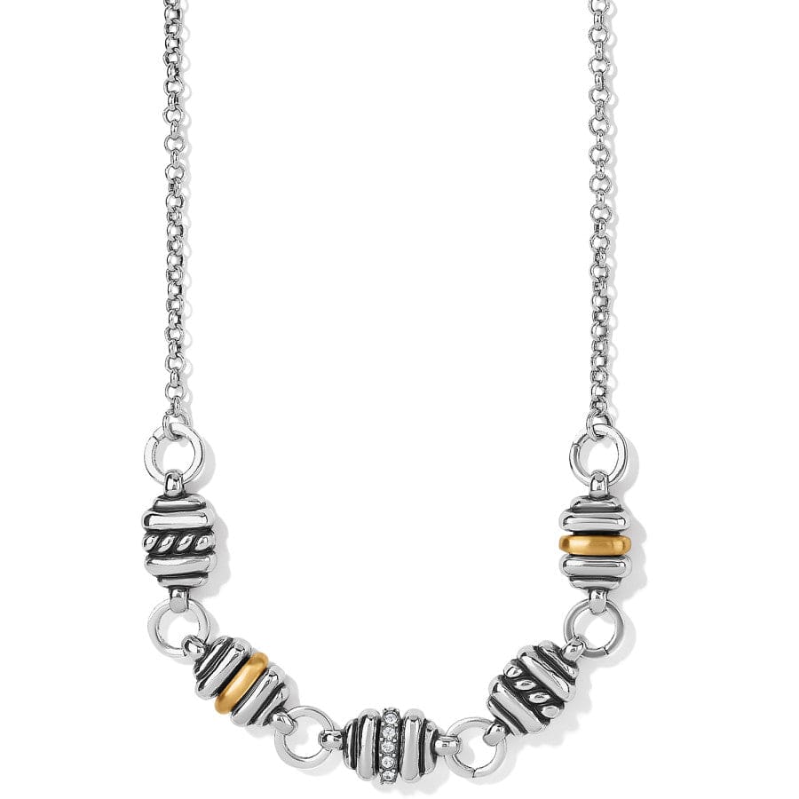 Charlotte Necklace - Silver & Gold Crystal Layered Pendant Jewelry