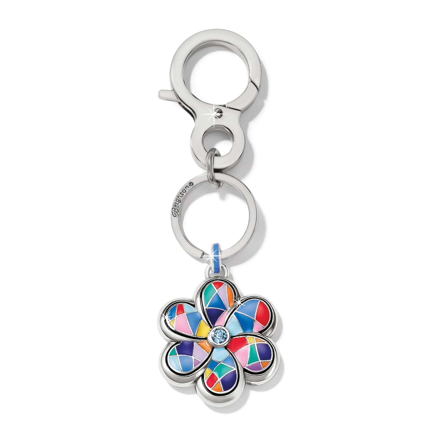 Hand-Enameled Flower Key Fob - Colormix Art-Inspired Design
