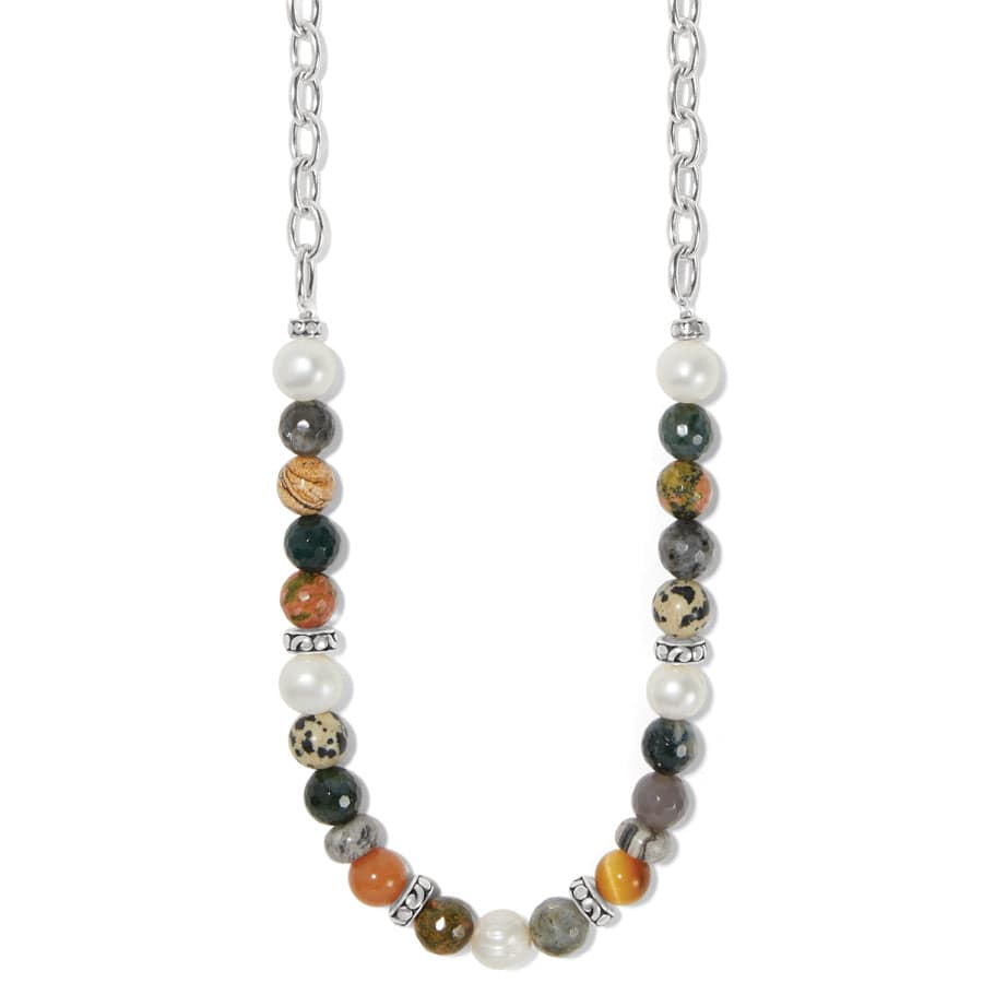 Desert Sky Pearl & Stone Necklace – Handcrafted Earthtone Jewelry