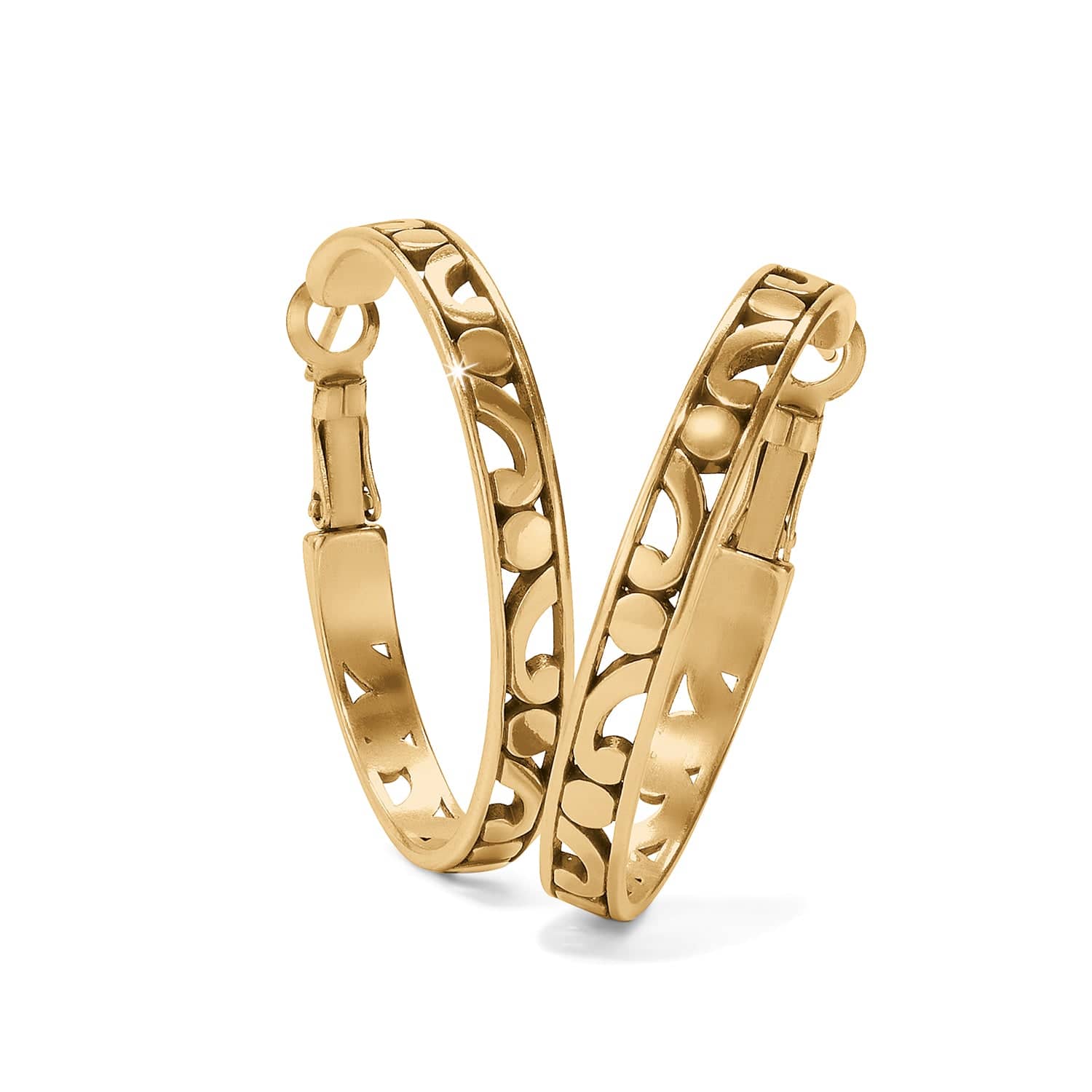 Contempo Vintage-Inspired Medium Hoop Earrings with Scrollwork