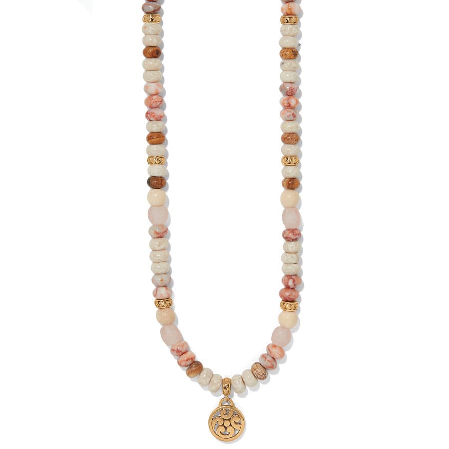 Handcrafted Beaded Necklace with Pink Jasper & Recycled Glass – Contempo Playa Rosa