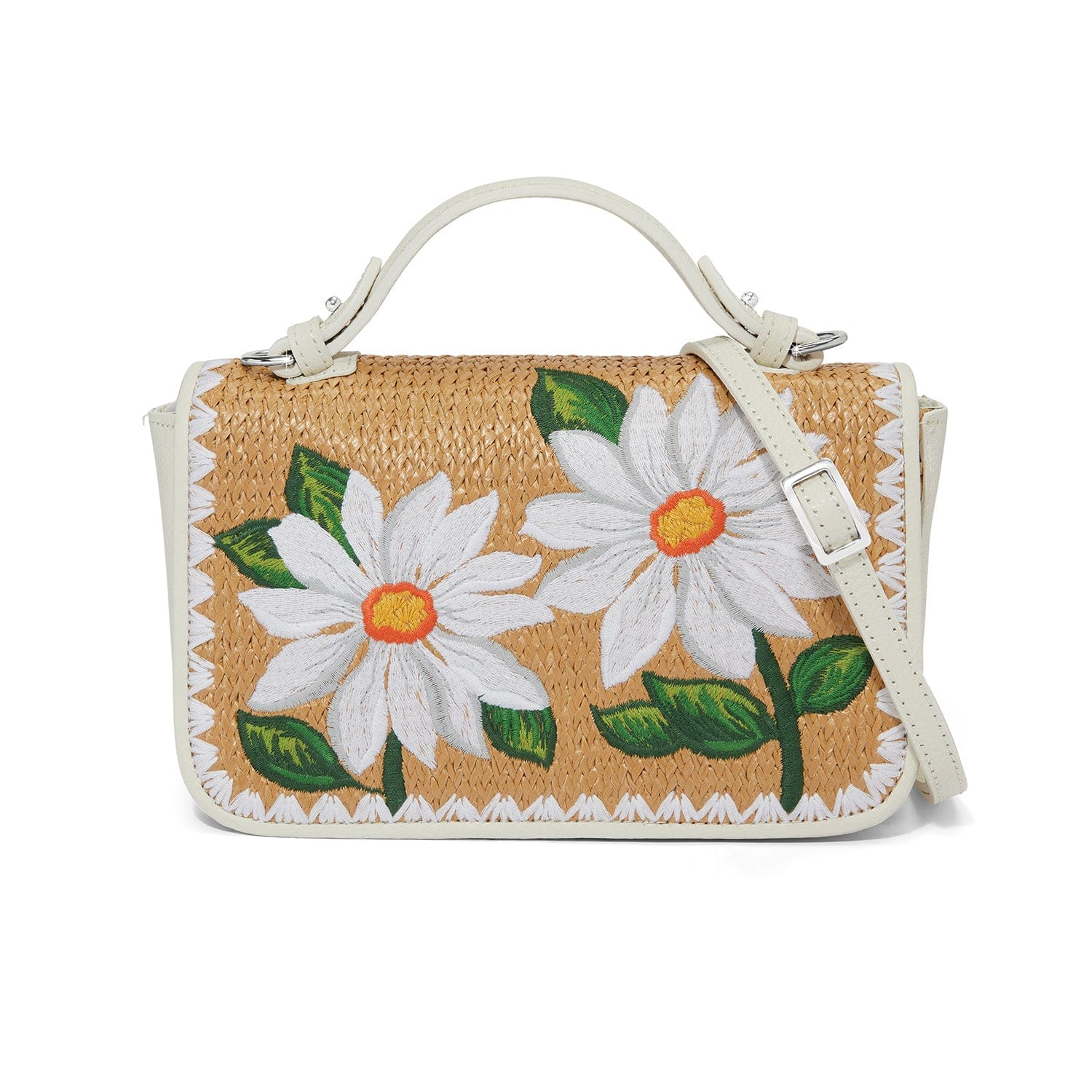 Floral Embroidered Straw Bag - Daisy Dee Baguette