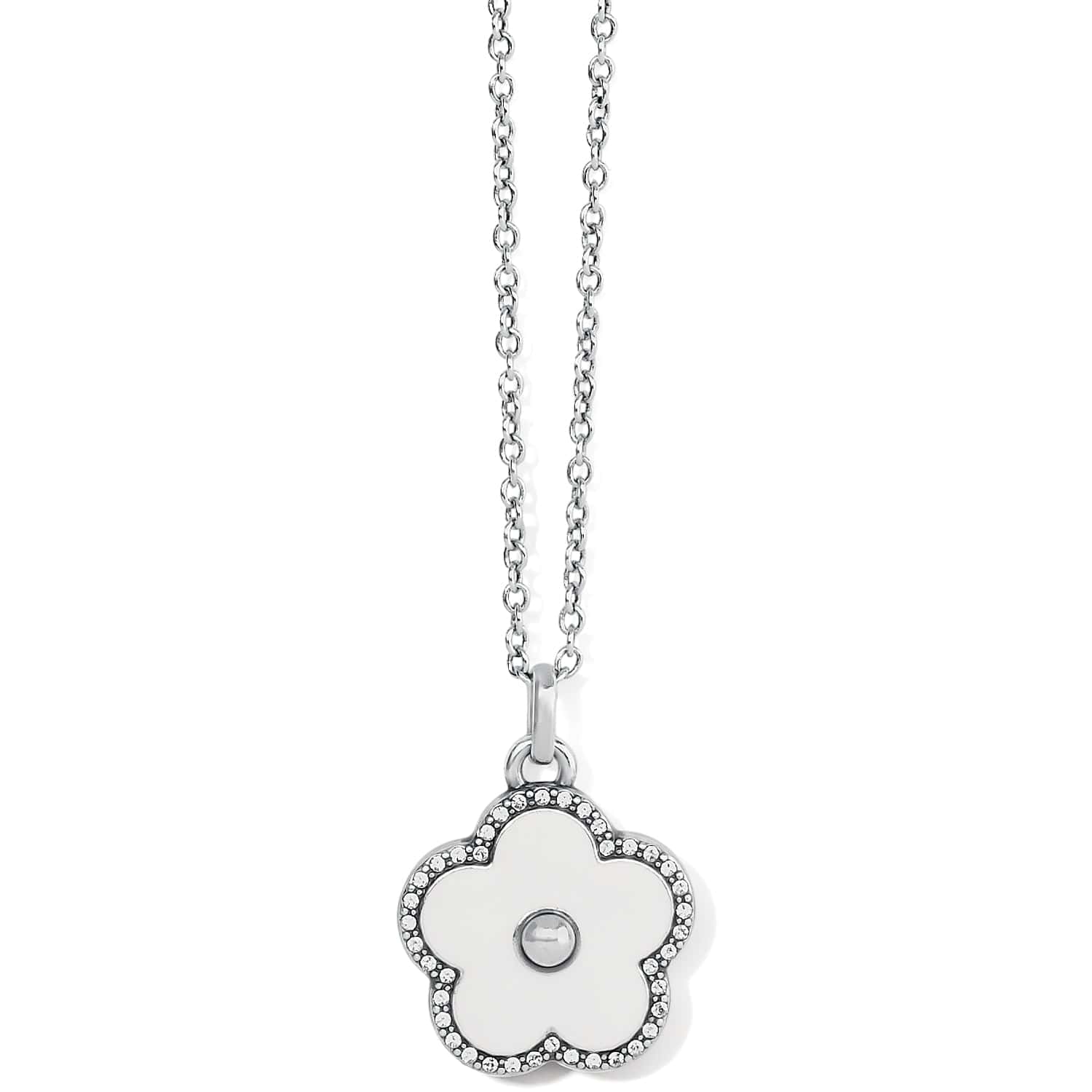 Dazzling Love Flower Necklace with Hand-Enamel & Crystals