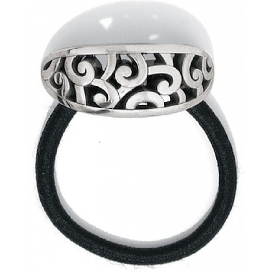 Silver Lace Ponytail Holder with Decorative Scroll Design
