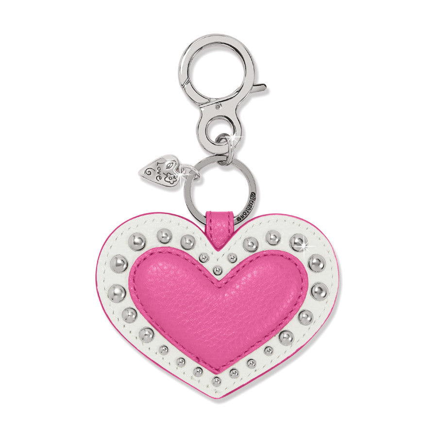Pink Leather Handbag Fob with Nailhead Trim - Barbie Core Style