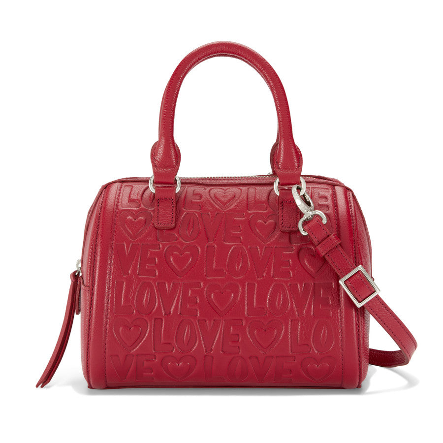 Handcrafted Leather Love Satchel with Textured Design