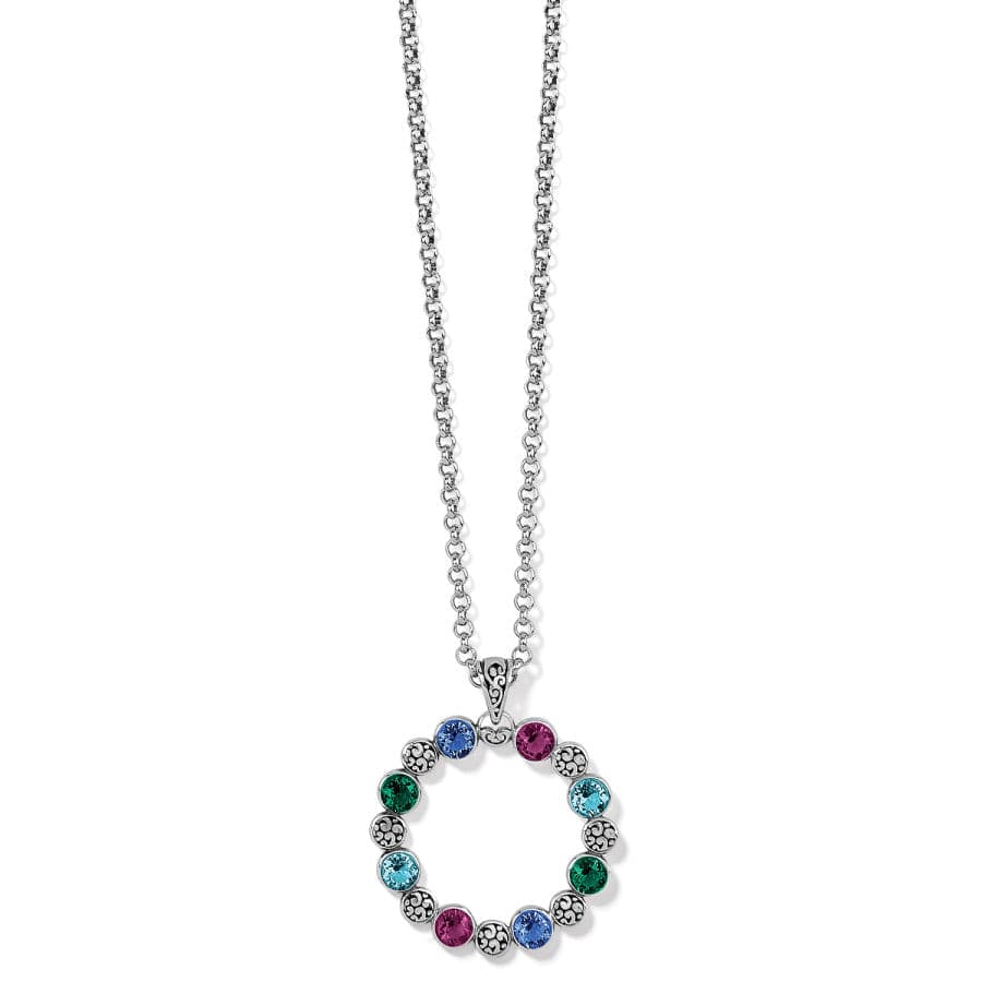 Elora Gems Stained Glass Crystal Circle Pendant Necklace