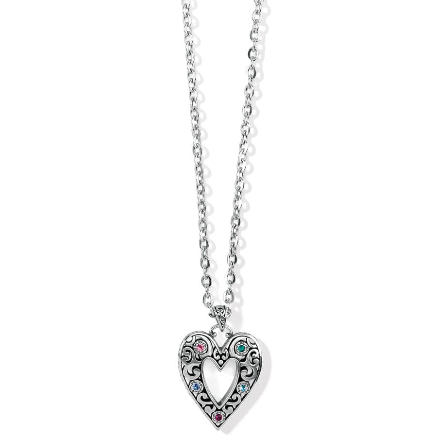 Elora Gems Silver Heart Pendant Necklace with Crystals