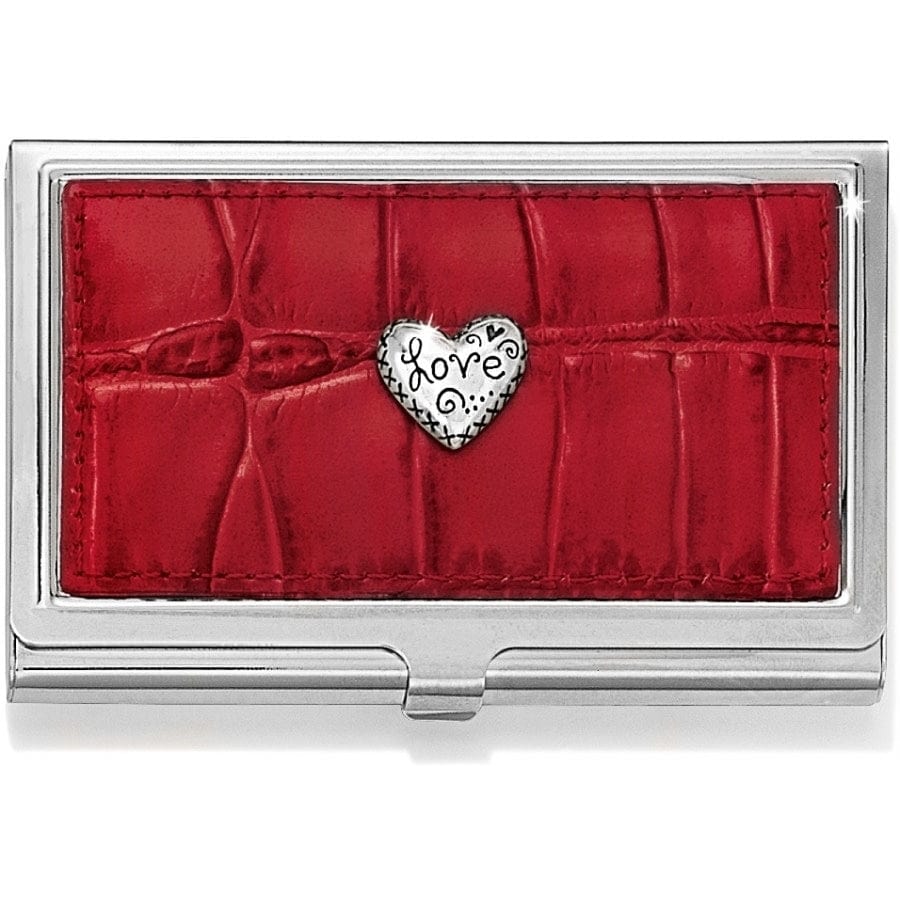 Italian Leather Card Holder with Heart Accent – Love Beat
