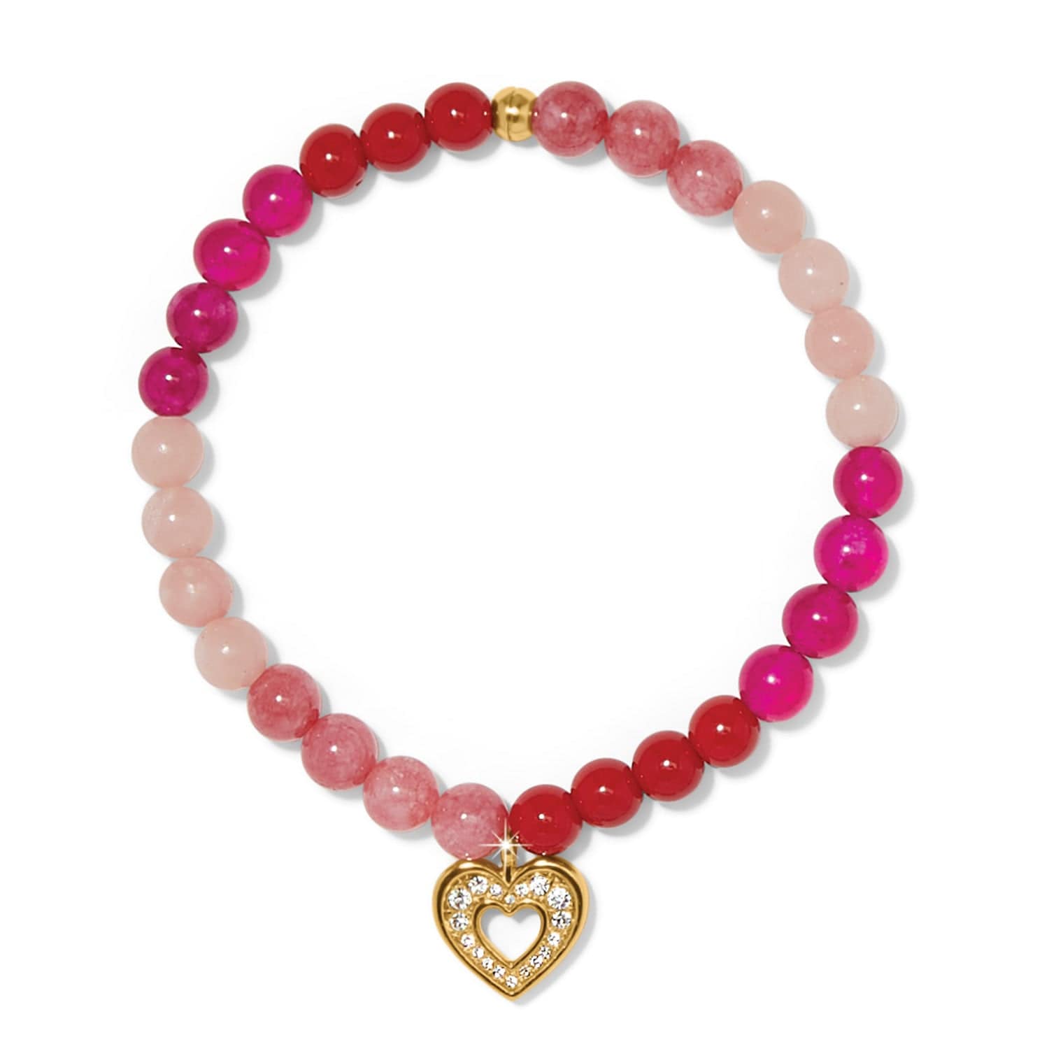 Crystal Heart Stretch Bracelet with Semi-Precious Beads