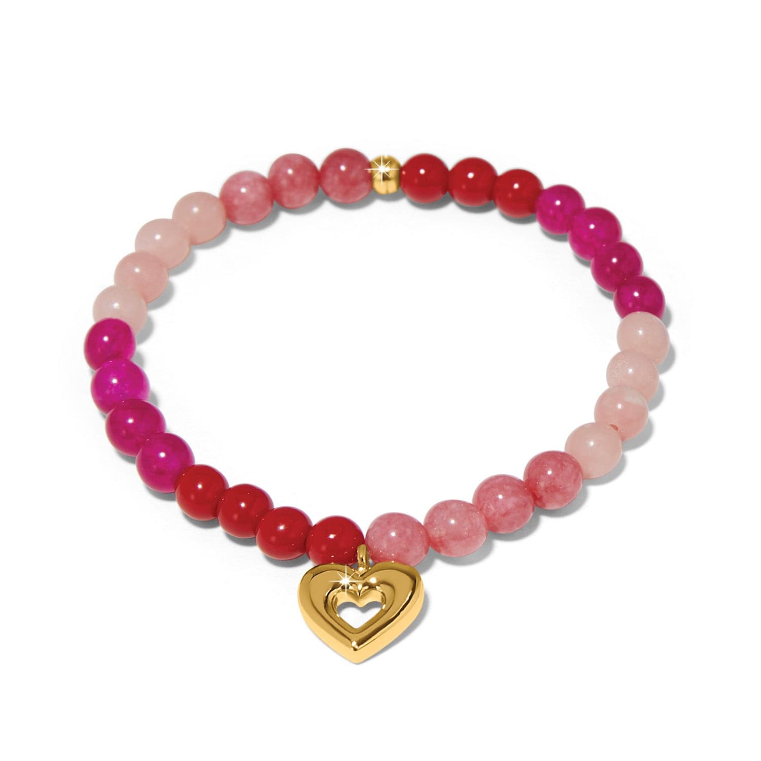 Crystal Heart Stretch Bracelet with Semi-Precious Beads