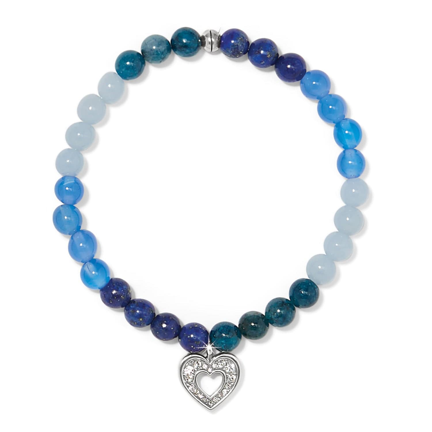 Crystal Heart Stretch Bracelet with Semi-Precious Beads