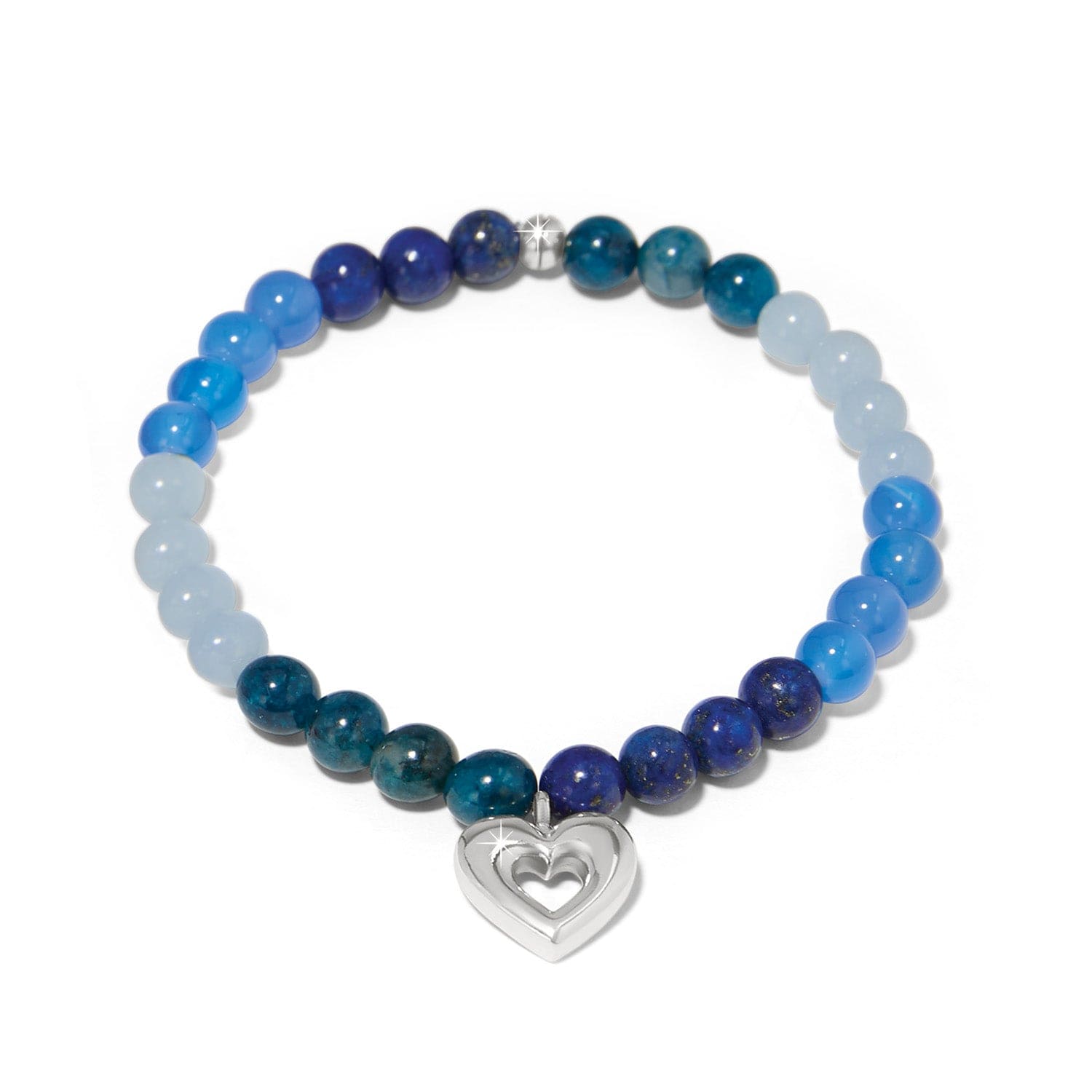 Crystal Heart Stretch Bracelet with Semi-Precious Beads