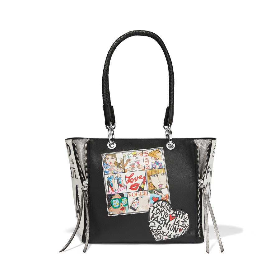 Fashionista Cover Girls Leather Tote Bag - Chic Art Design