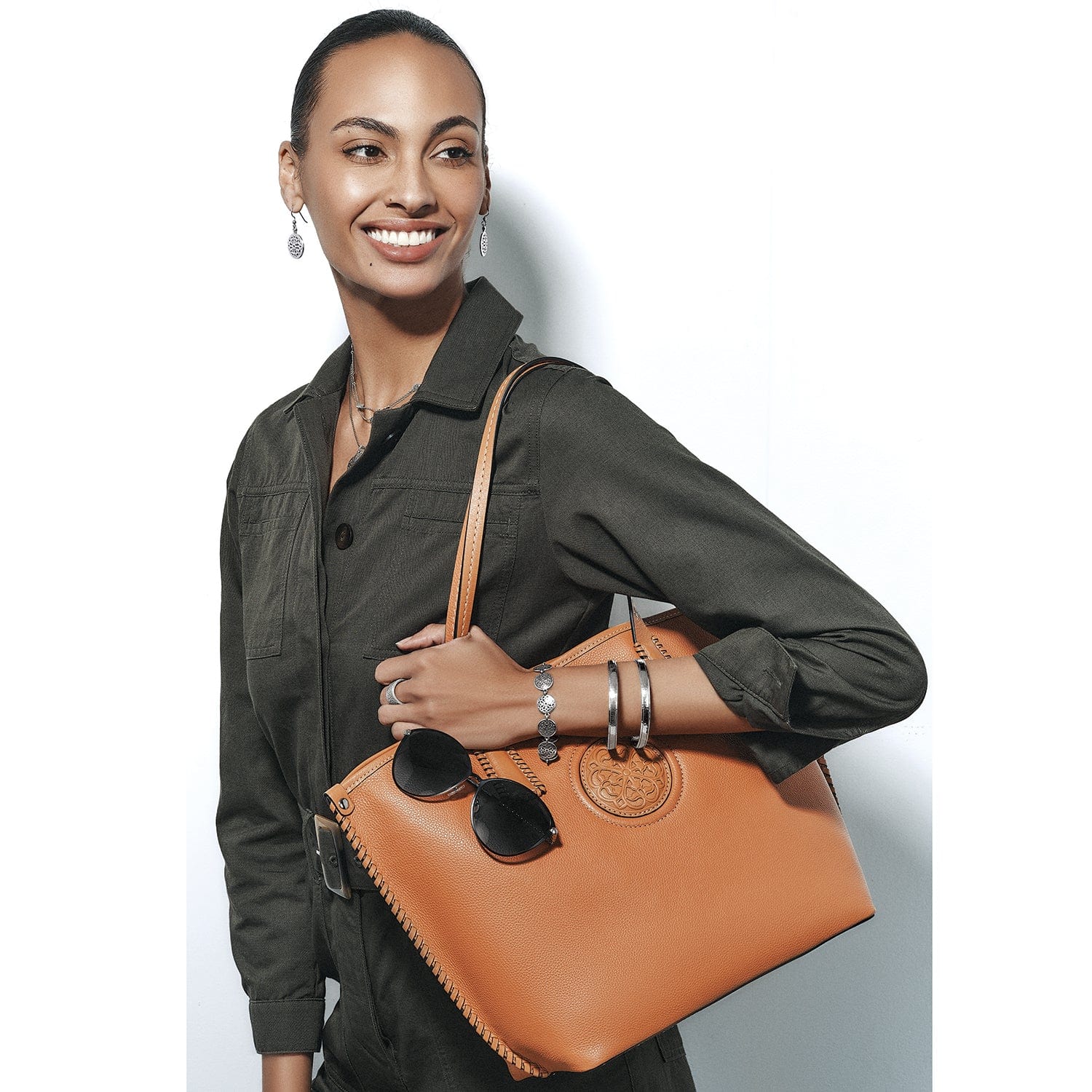 Ferrara Viviana Leather Tote Bag - Large Hand-Laced Latigo Design