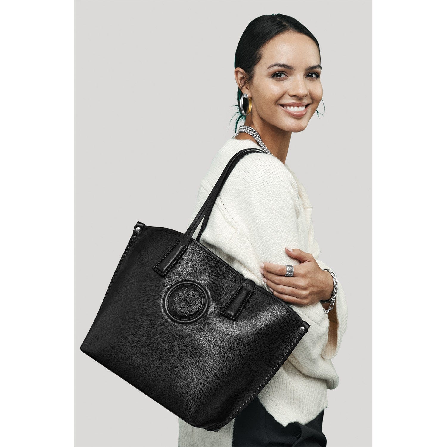 Ferrara Viviana Leather Tote Bag - Large Hand-Laced Latigo Design