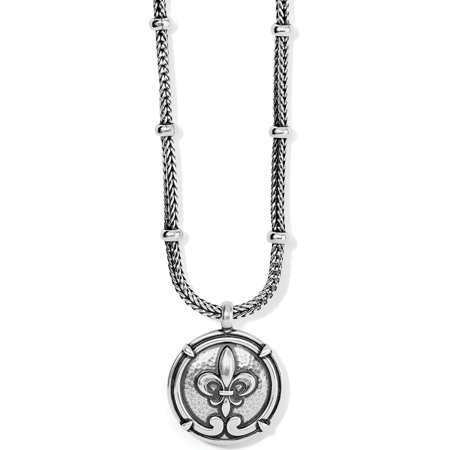Fleur De Lis Coin Pendant Necklace - Large Italian Charm
