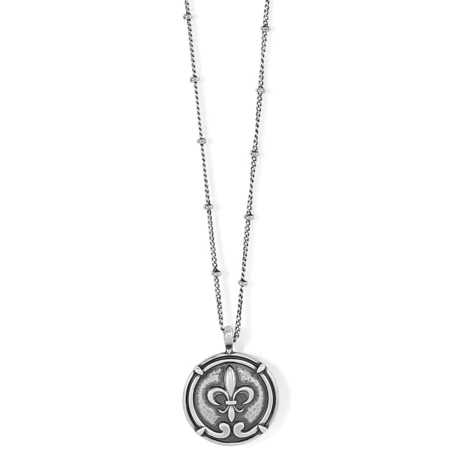 Delicate Fleur De Lis Coin Pendant Necklace