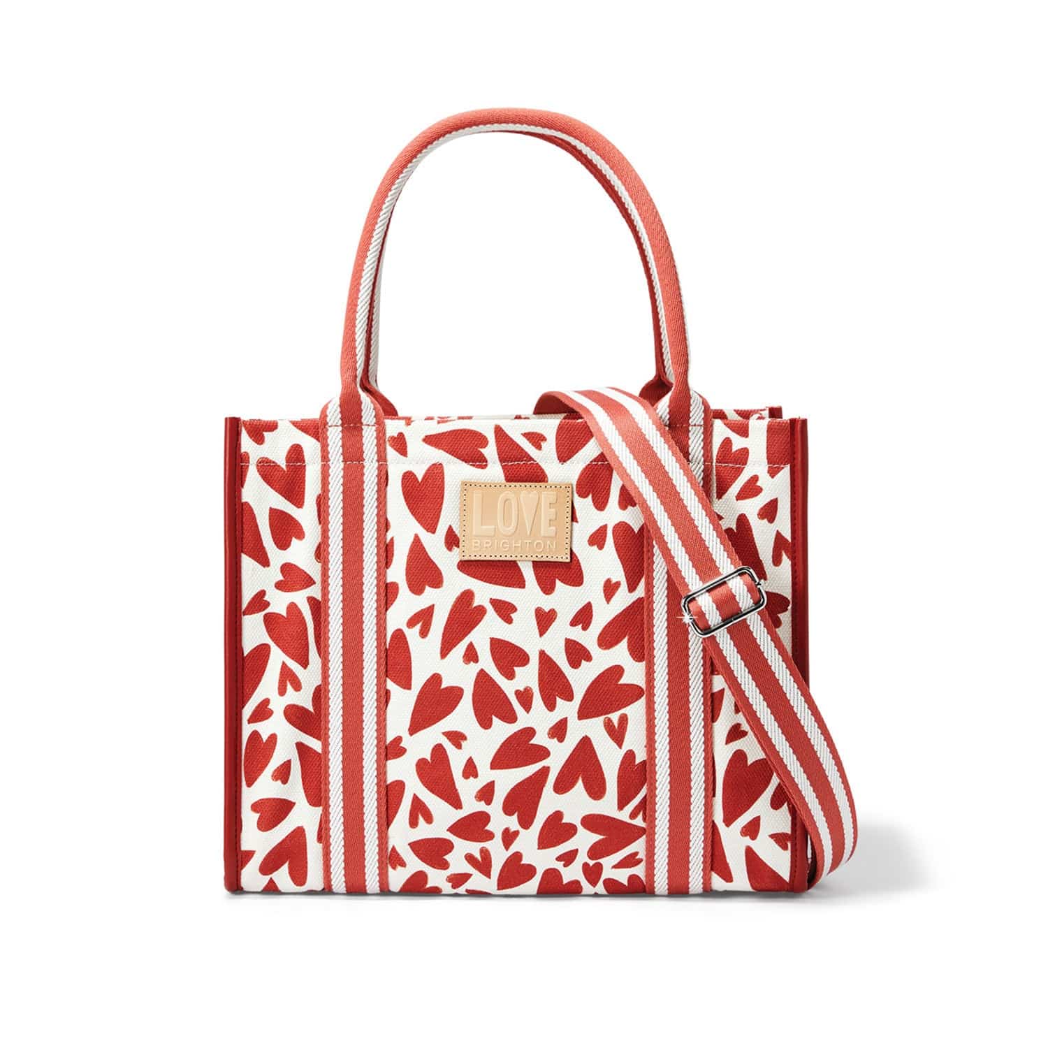 Flirty Love Heart Print Canvas Tote Bag