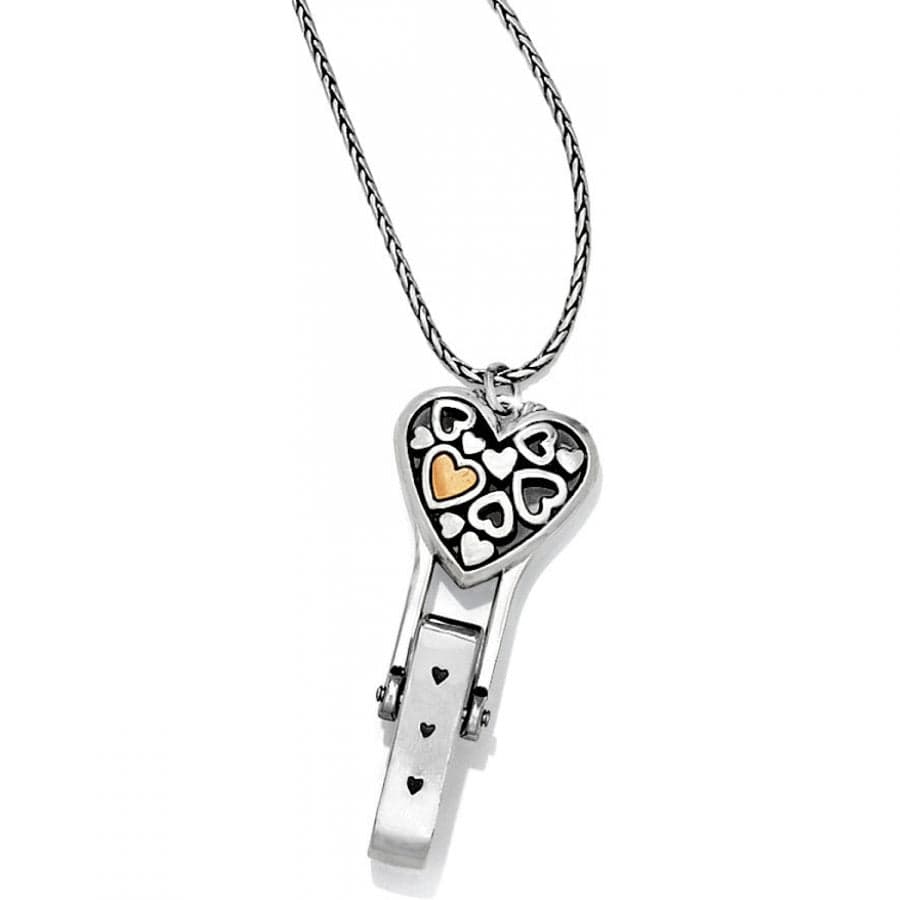Heart Badge Clip Necklace - Floating ID Holder Jewelry