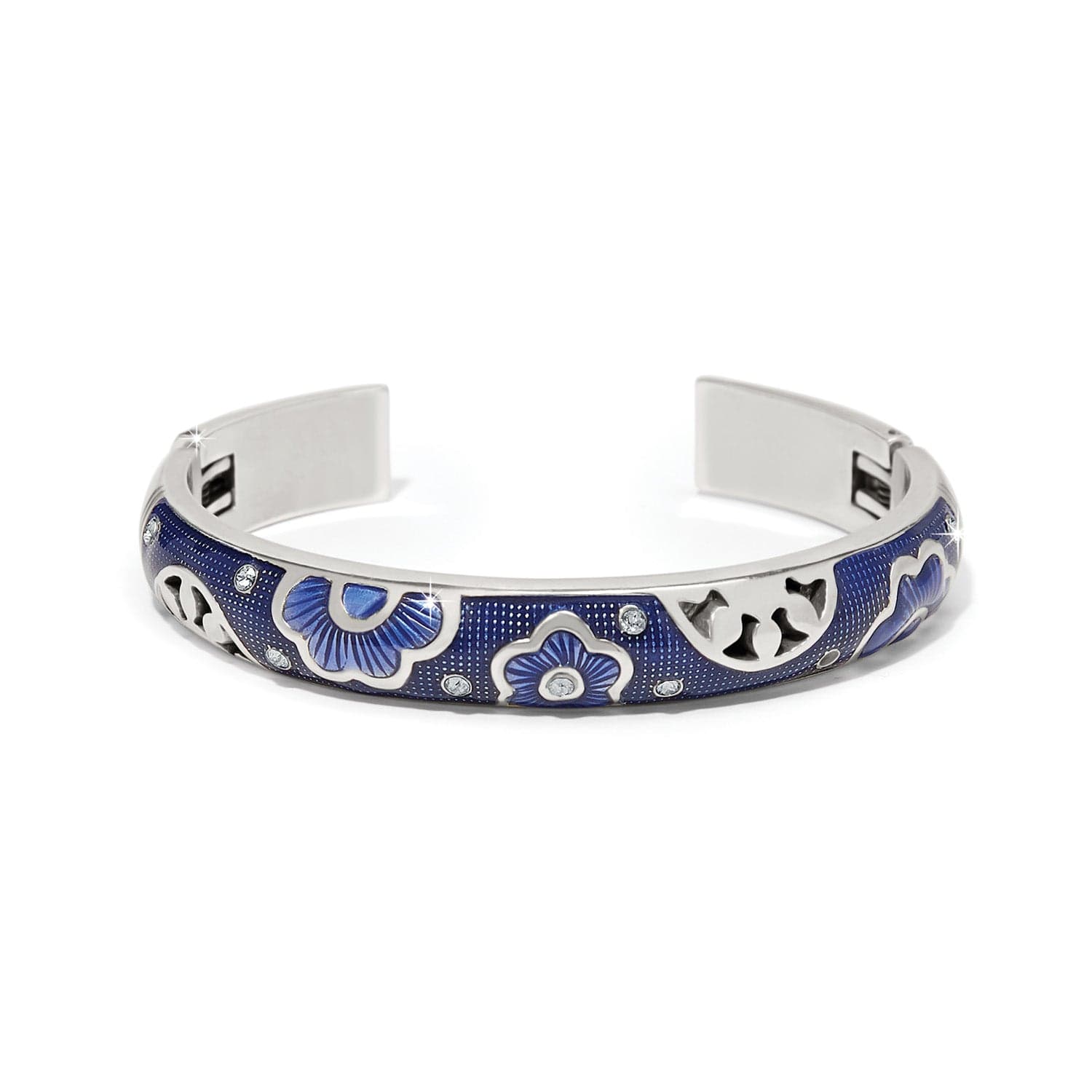 Maryam Nassir Zadeh Navy Floral Enamel Hinged Bangle Bracelet