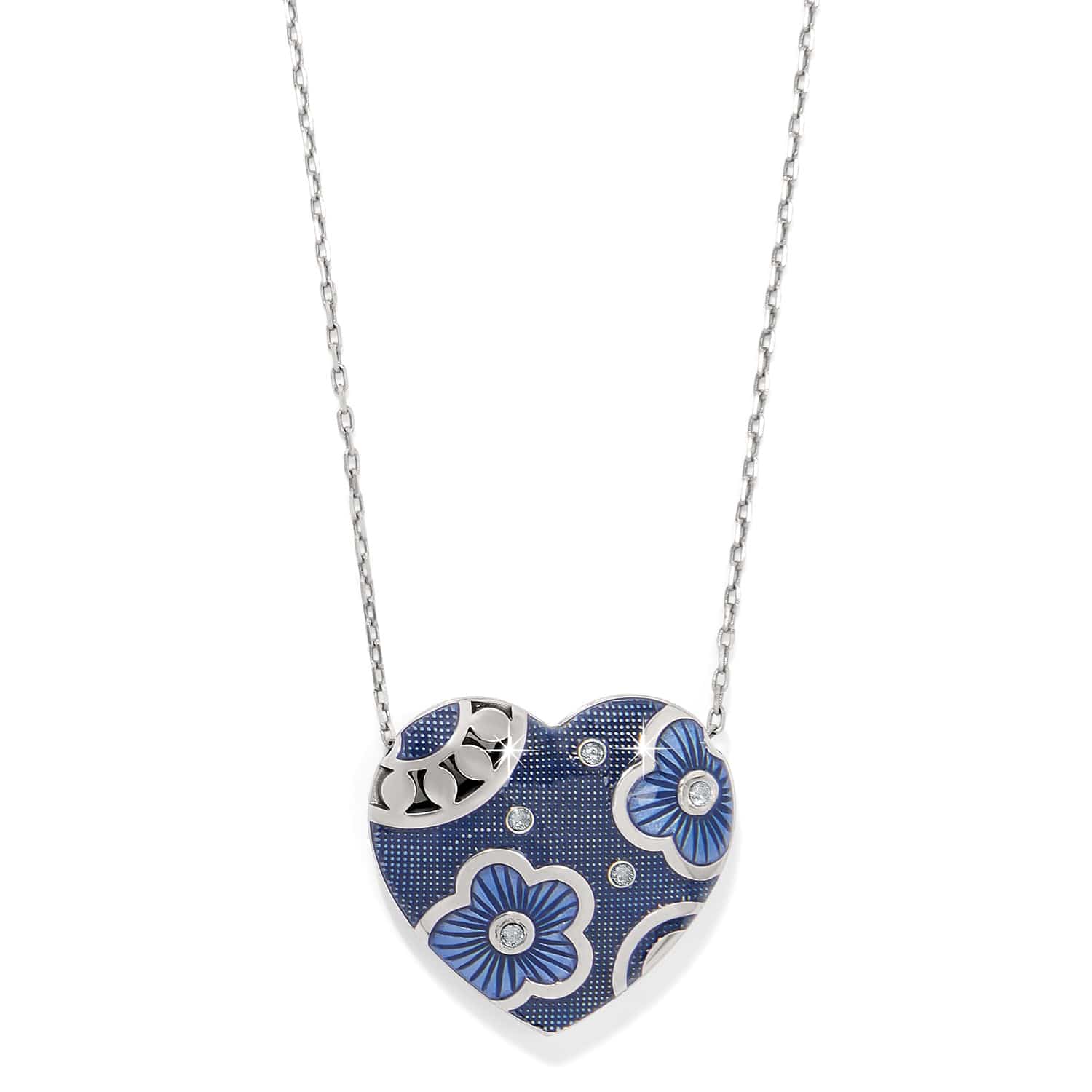 Flora Heart Reversible Necklace by Maryam Nassir Zadeh - Navy & Silver
