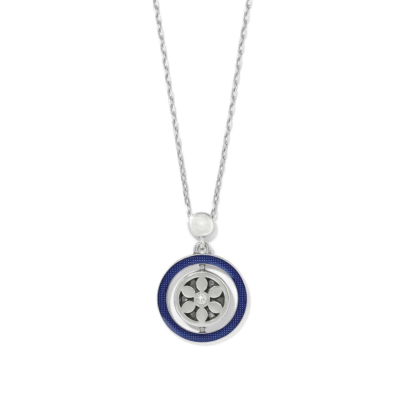 Maryam Nassir Zadeh Flora Petite Reversible Necklace in Navy & Silver