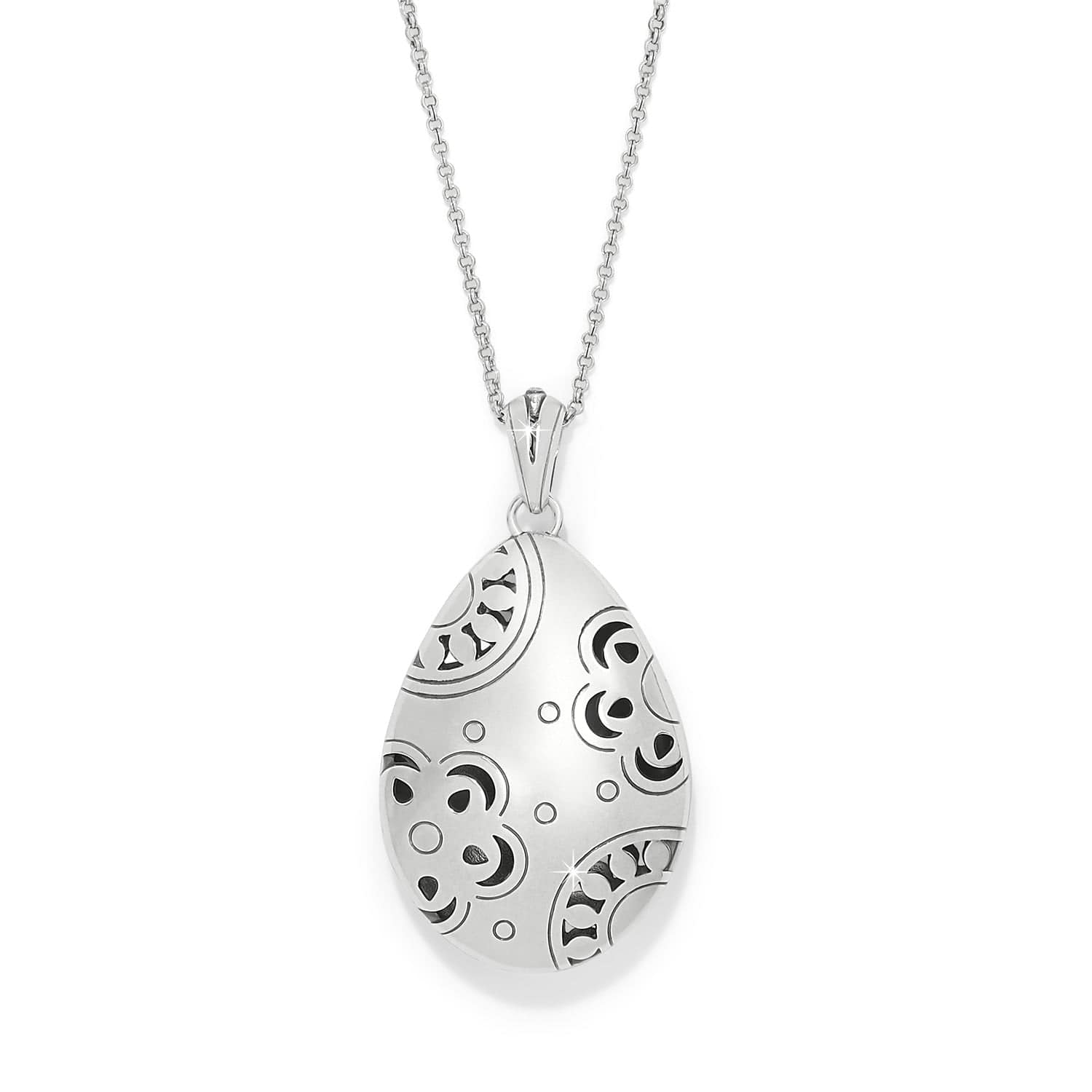 Maryam Nassir Zadeh Reversible Floral Enamel Necklace in Navy & Silver