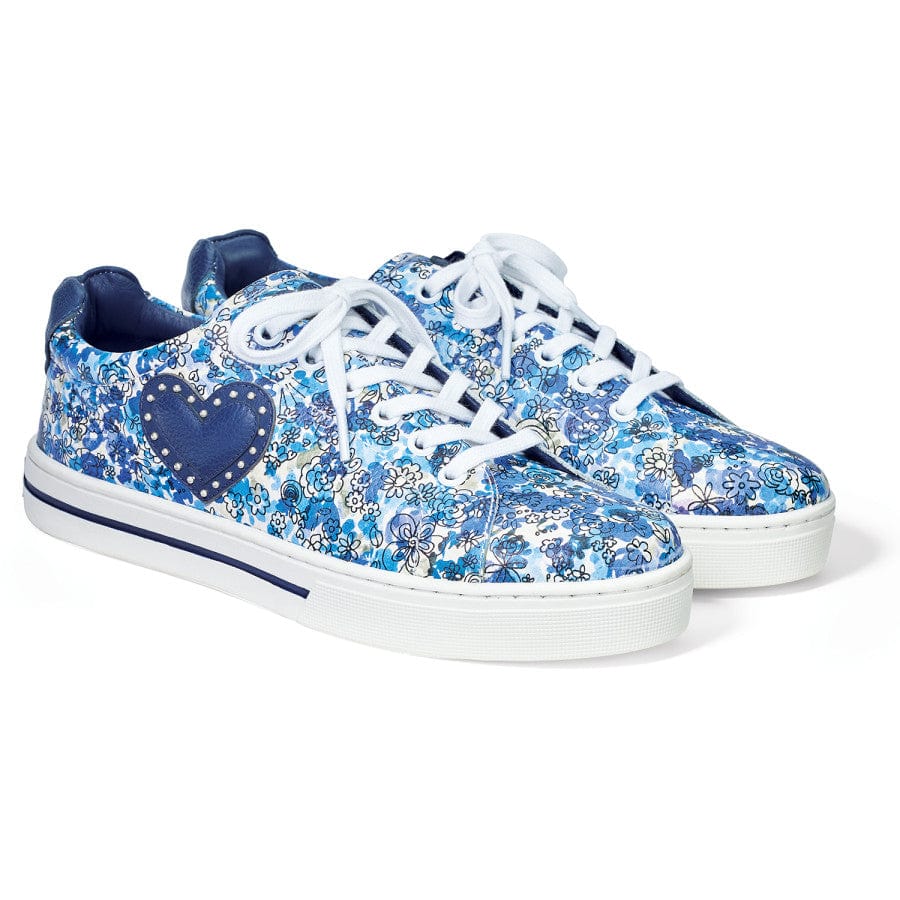 Blue Floral Leather Sneakers – Comfortable & Stylish Women's Shoes