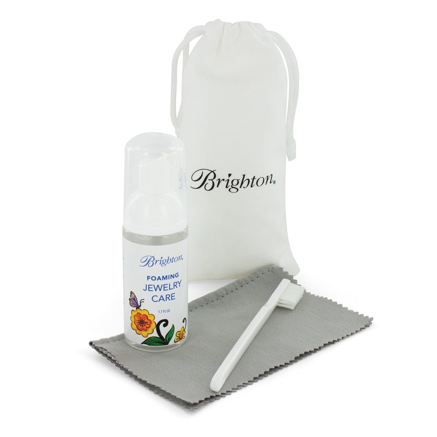 Gentle Biodegradable Jewelry Cleaner Kit with Polishing Cloth & Brush