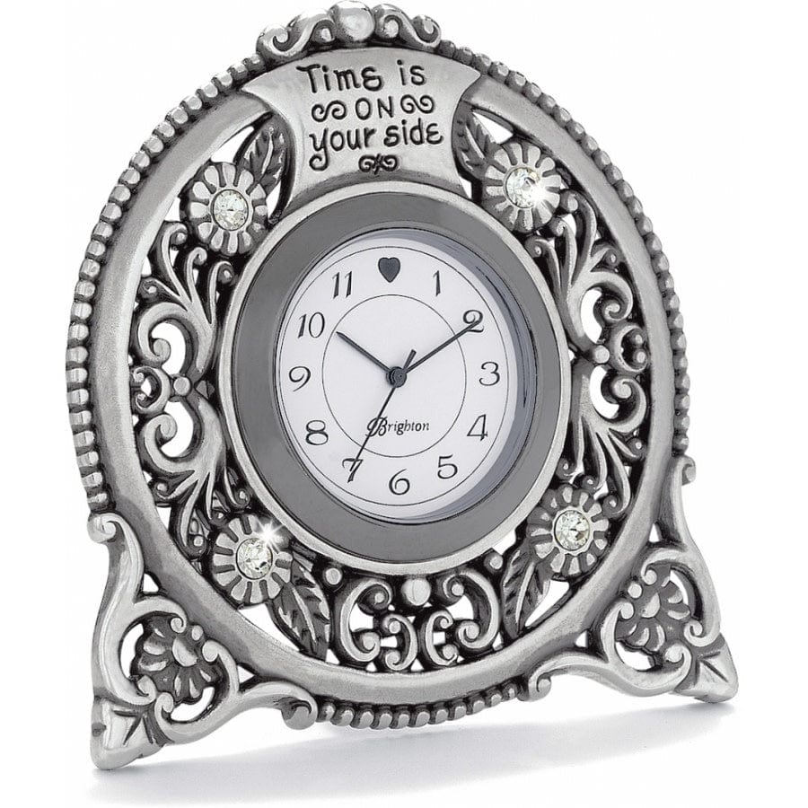Brighton Forever Clock with Floral Accents & Inspirational Inscription