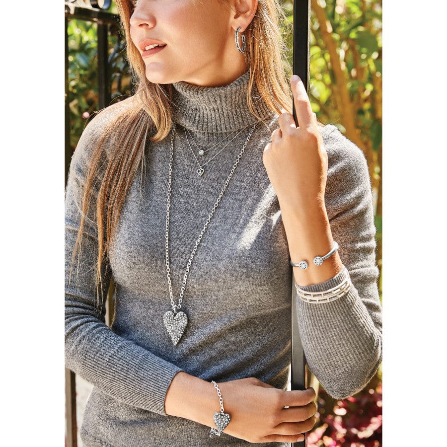 Glisten Heart Pendant Necklace - Convertible Silver Layering Jewelry