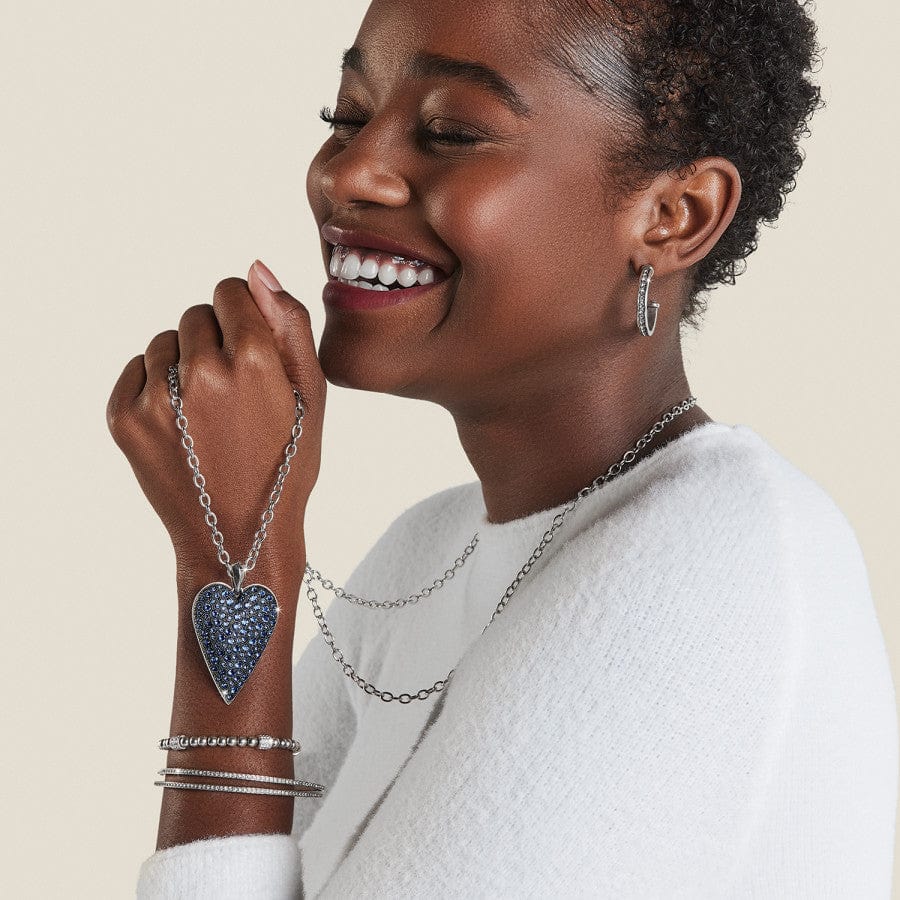 Glisten Heart Pendant Necklace - Convertible Silver Layering Jewelry