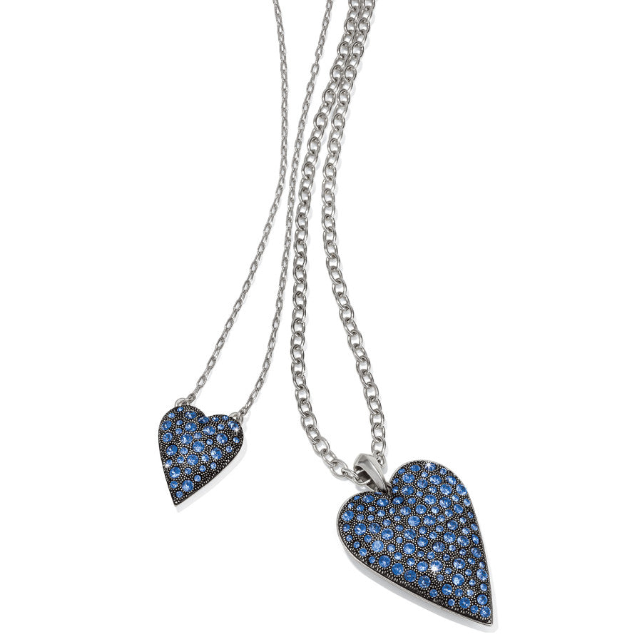 Glisten Heart Pendant Necklace - Convertible Silver Layering Jewelry