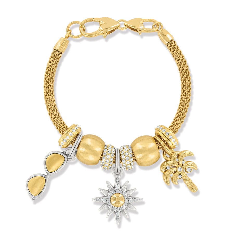 Golden Charm Bracelet with Sun Charms & Beads for Women