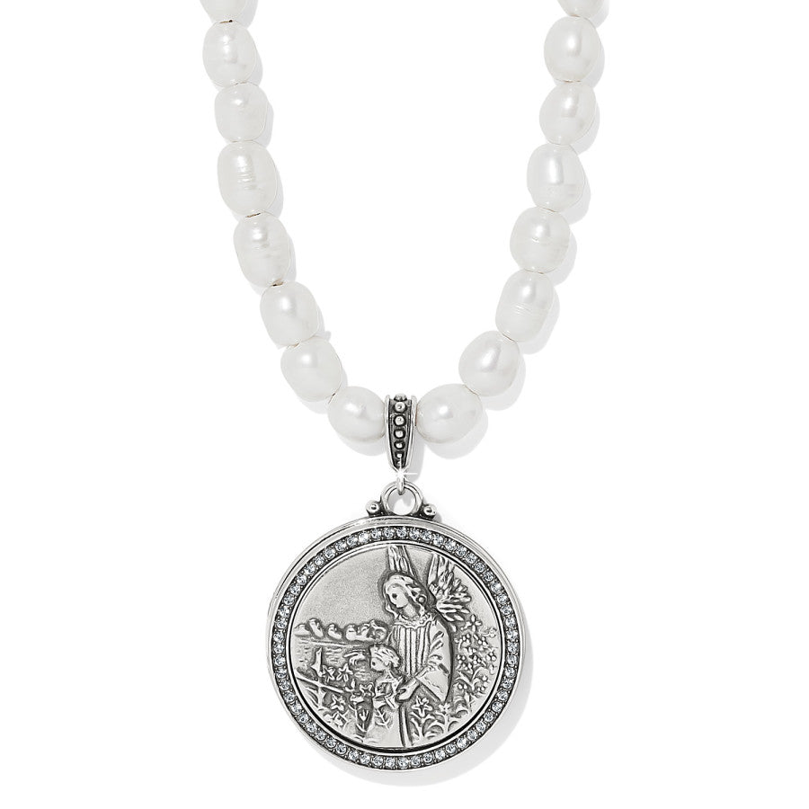 Angel Locket Necklace with Freshwater Pearls & Photo Keepsake