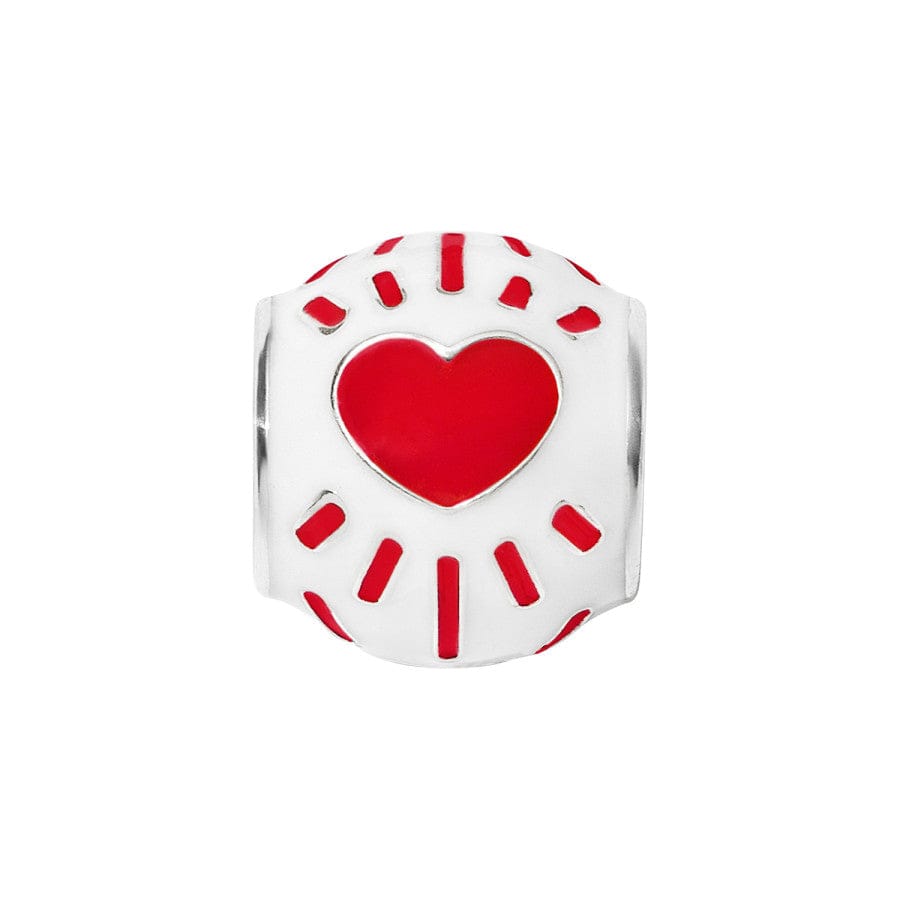 Red Heart Ray Bead Charm - Glossy Enamel Jewelry