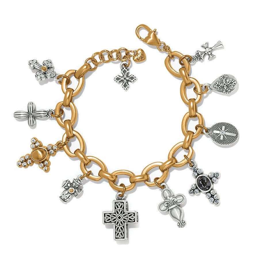 Faith-Inspired Cross Charm Bracelet in Gold & Silver