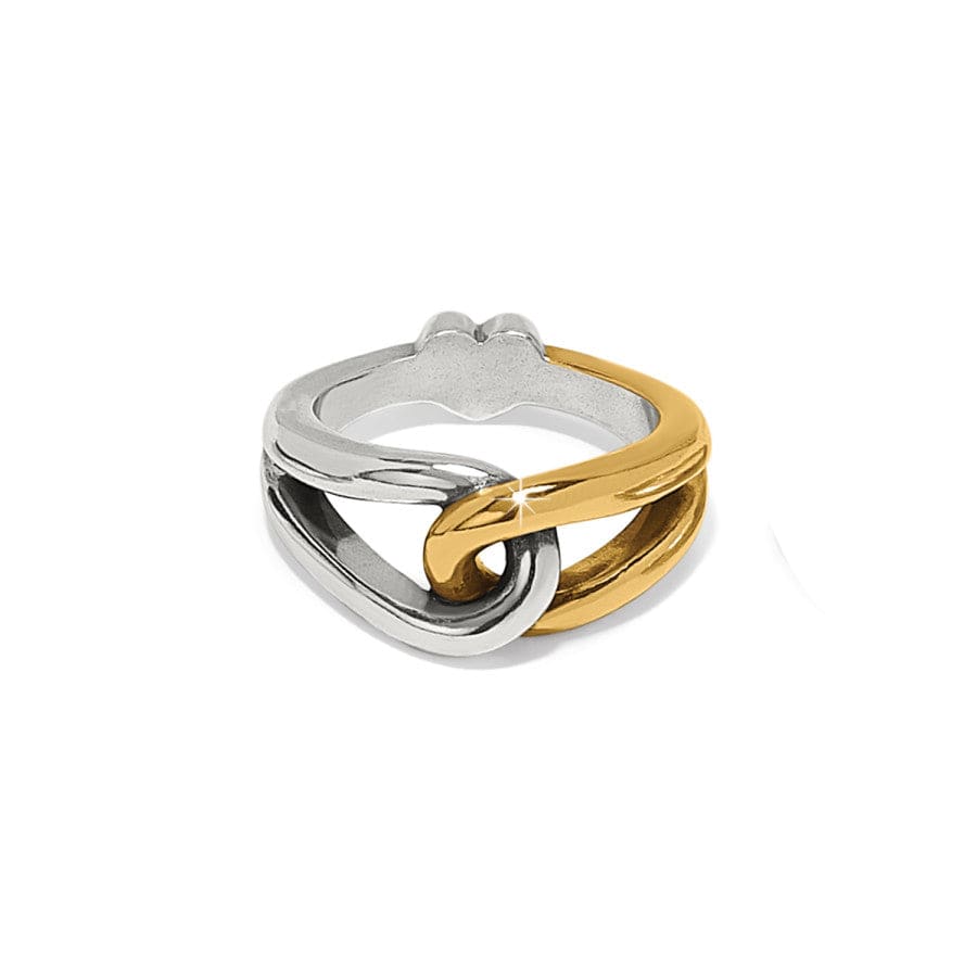 Two Tone Interlok Curve Ring - Handcrafted Interlocking Design