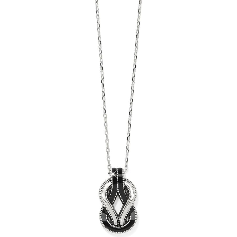 Reversible Black Enamel Hercules Knot Necklace – 18-20" Chain