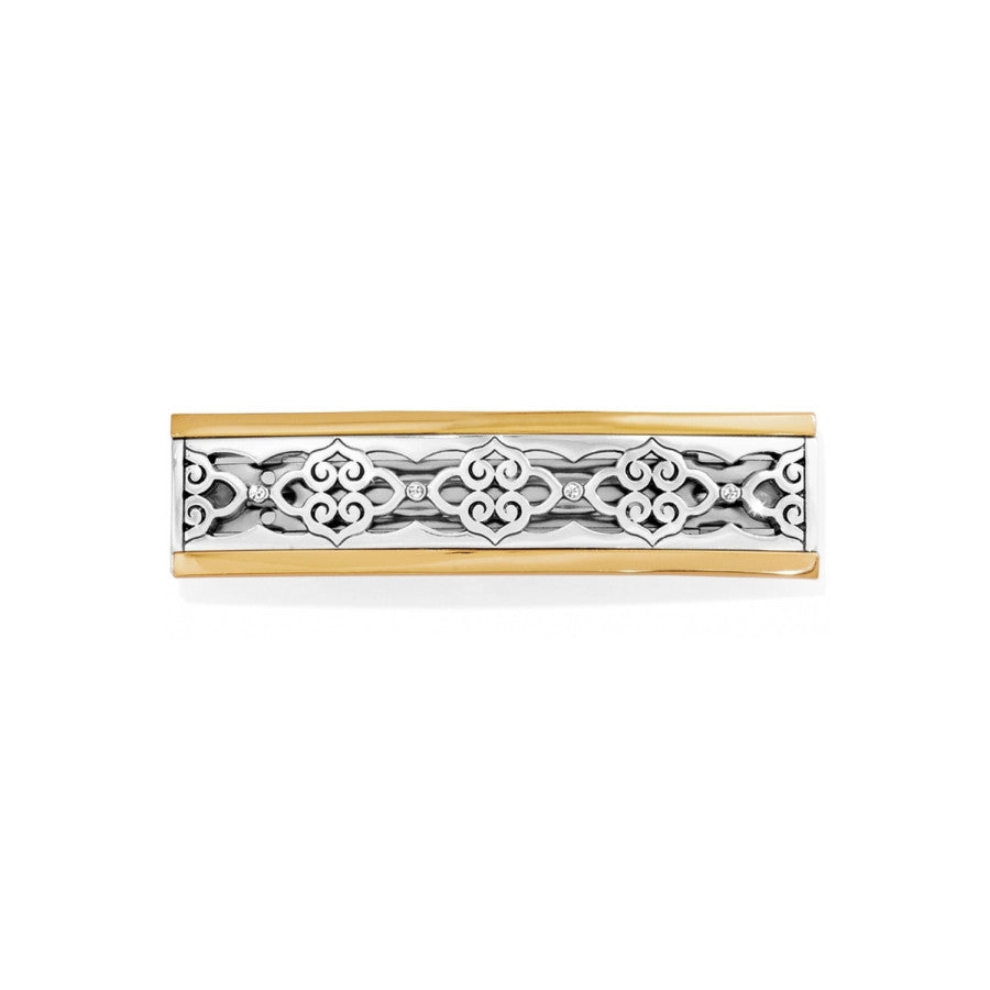 Silver-Plated Scrollwork Barrette Hair Clip with Golden Accents