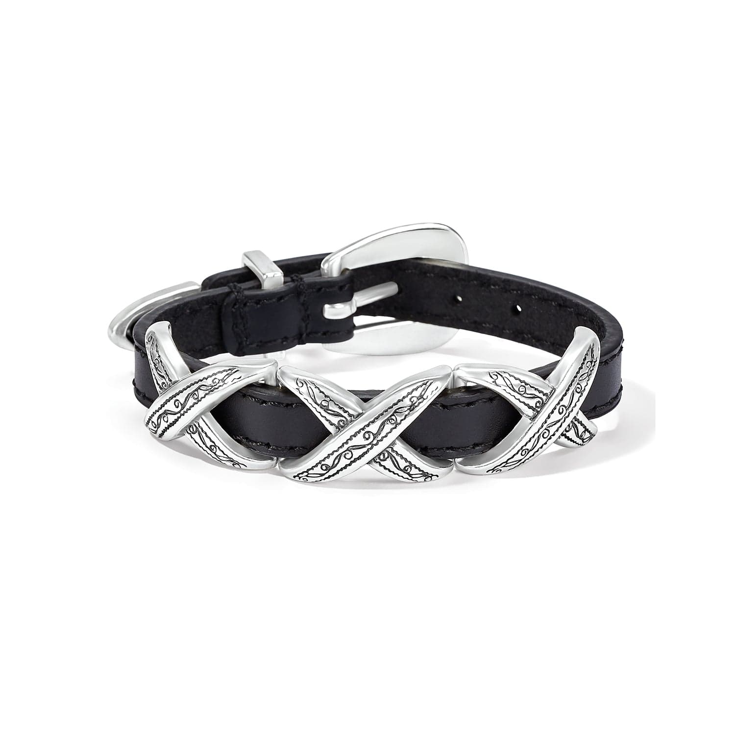 Brighton Crisscross Silver-Plated Leather Bracelet – Handcrafted