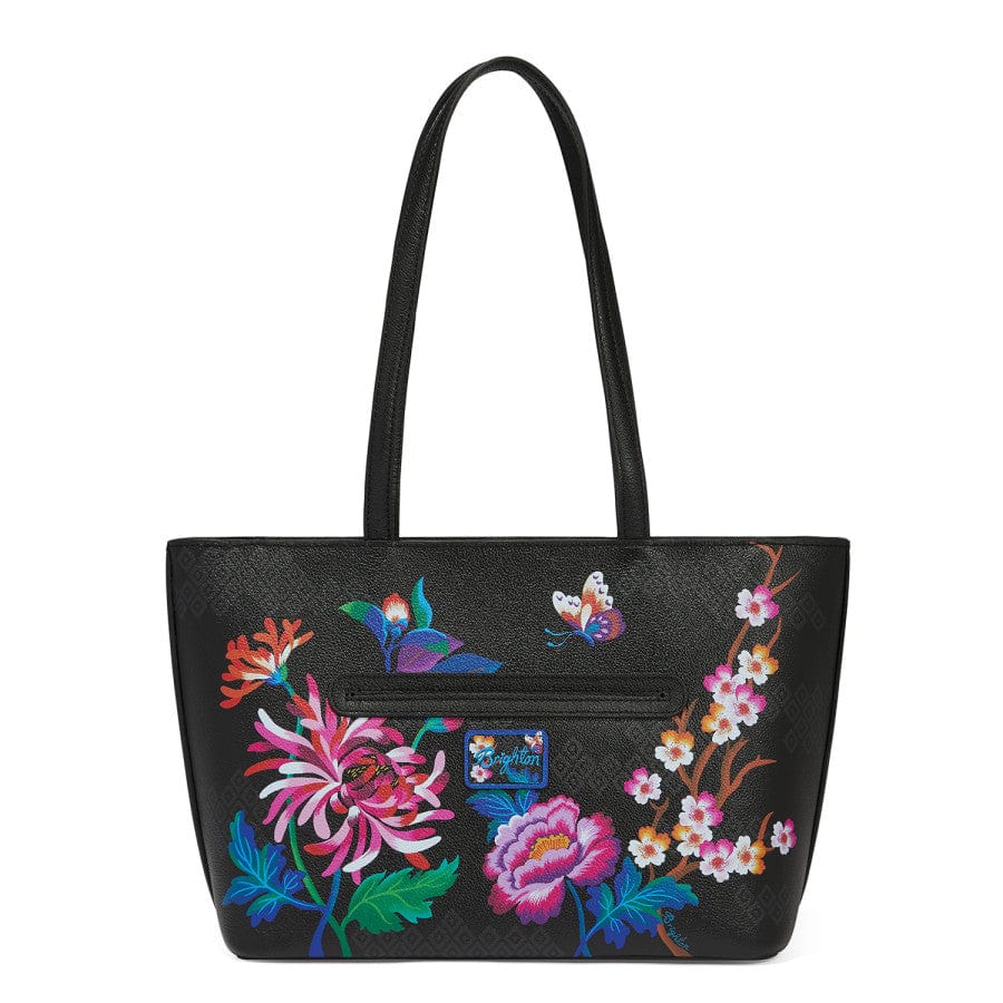 Kyoto Hana Embroidered Leather Tote - Floral Design
