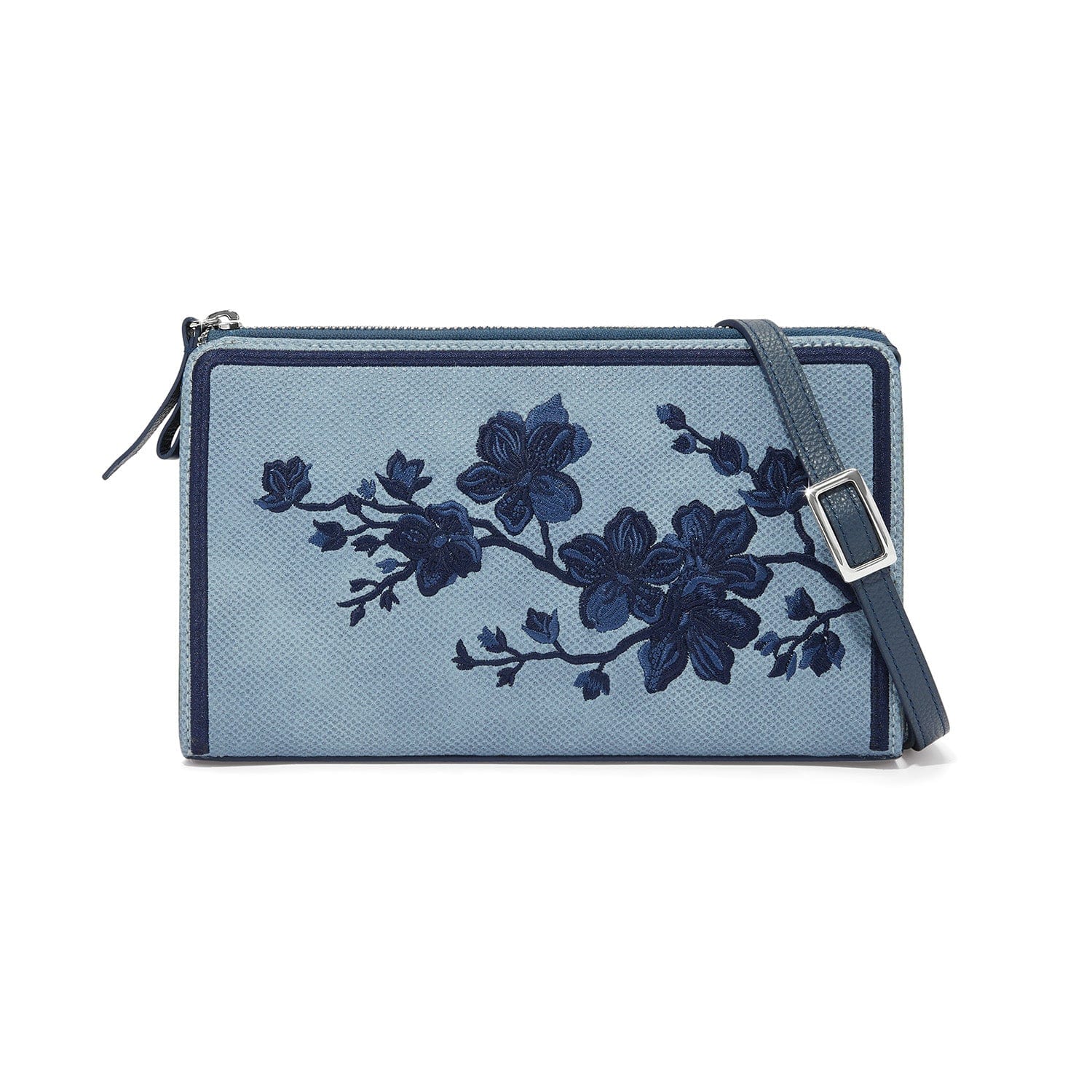 Kyoto In Bloom Embroidered Leather Pouch