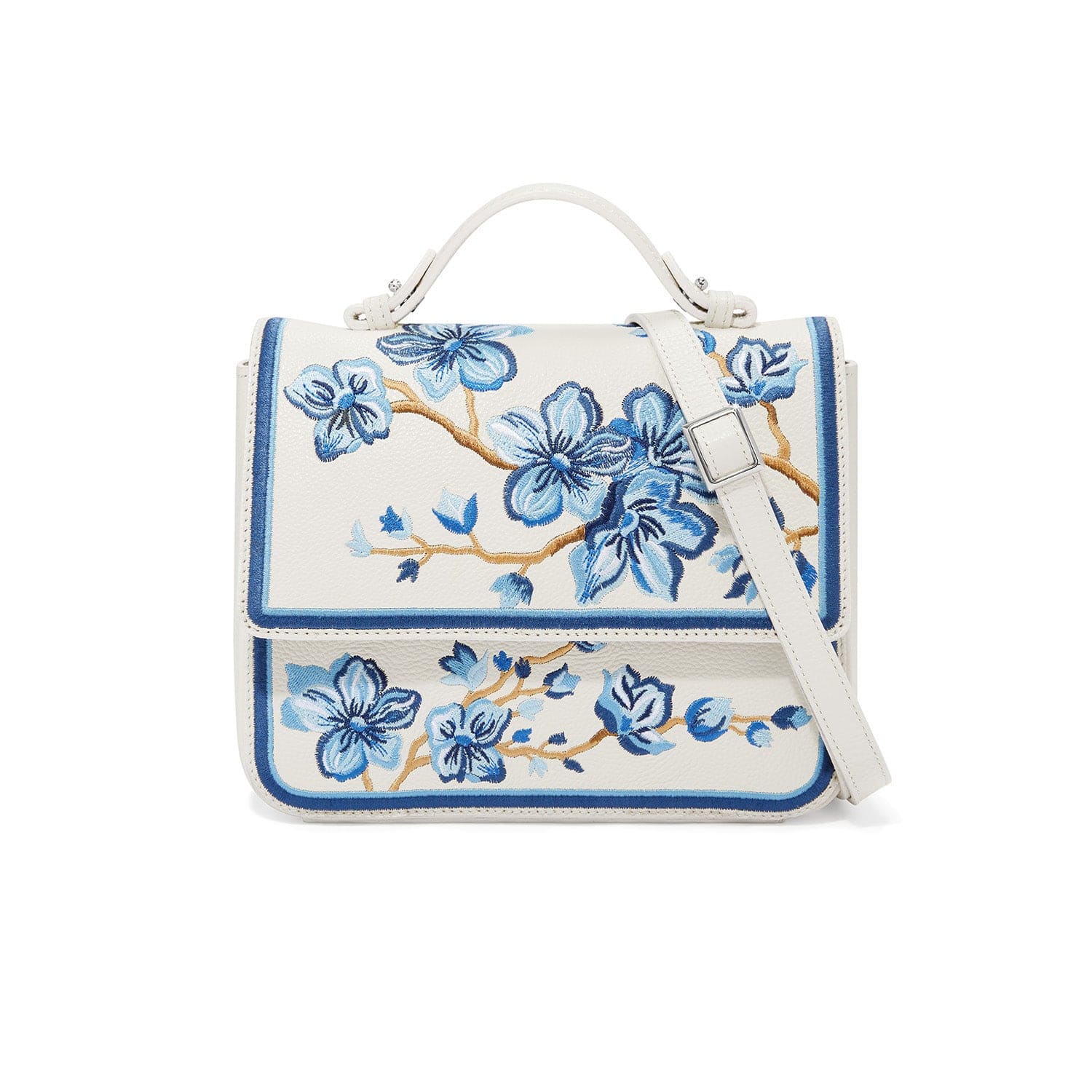Kyoto Miya Flap Bag - Handcrafted Cherry Blossom Embroidery