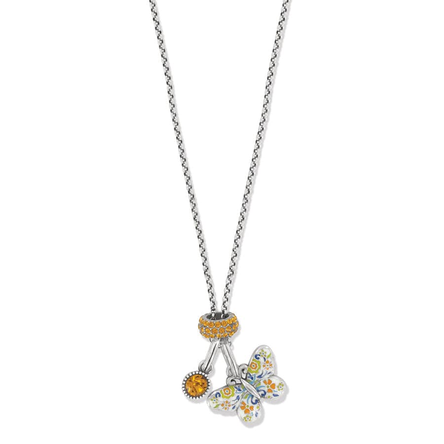 Butterfly Charm Necklace with Hand-Enameled & Crystal Detail
