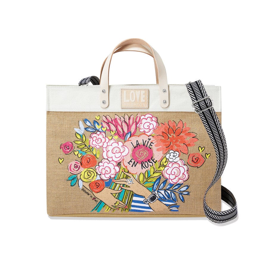 La Vie En Rose Eco-Friendly Jute Tote with Leather Straps